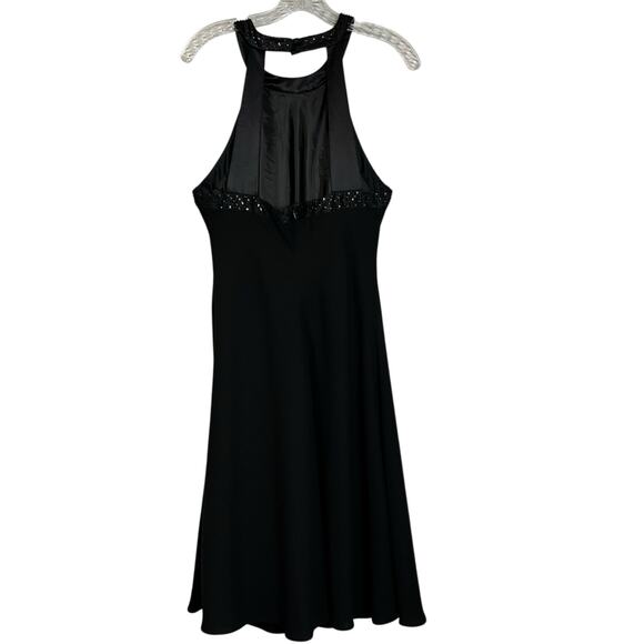 Jones New York Sleeveless Beaded High Neck Black Midi DressLow Cut Back  12 3025 - Picture 8 of 8